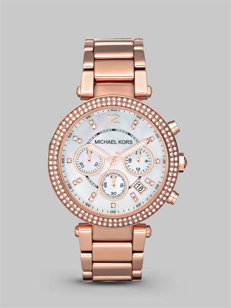 michael kors silver watch rose face|Michael Kors parker chronograph watch.